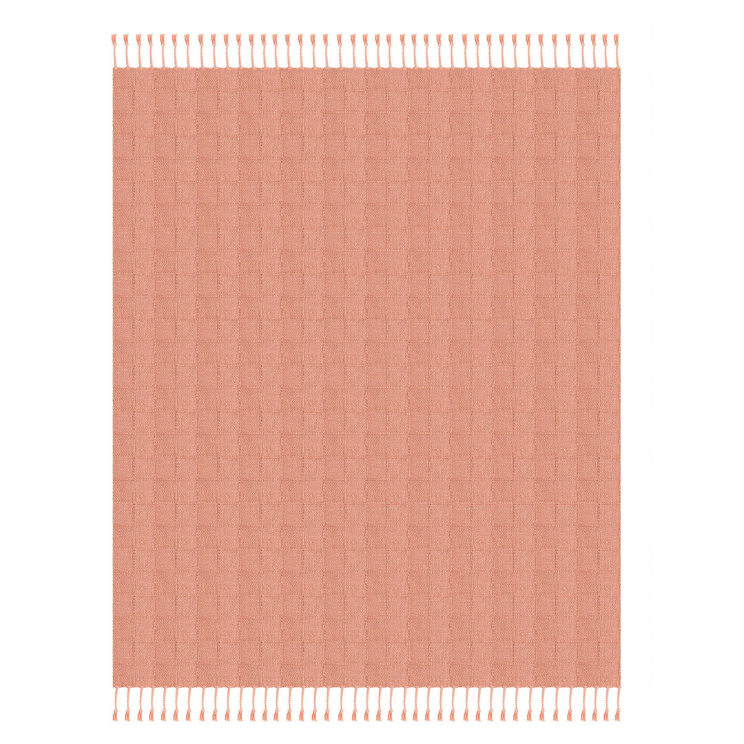 Pink Woven Cotton Solid Color Throw Blanket