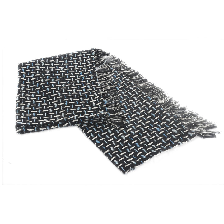 Black and Blue Woven Cotton Geometric Throw Blanket