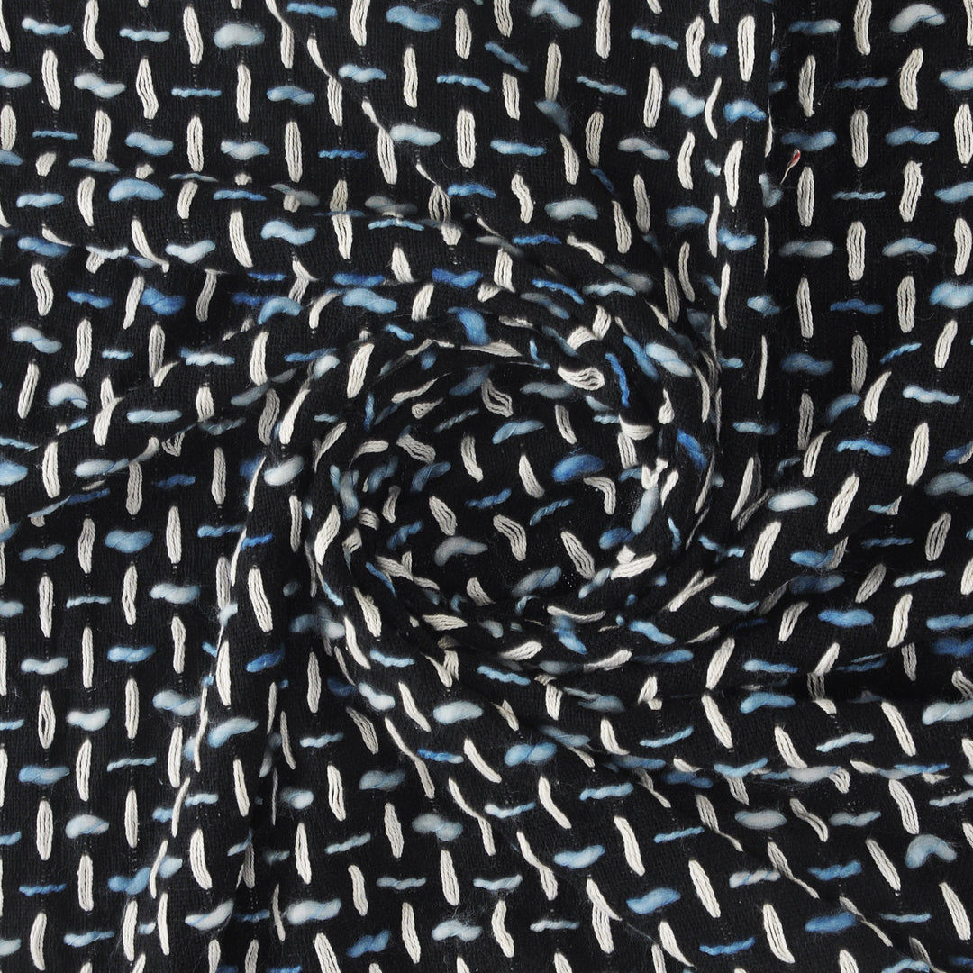 Black and Blue Woven Cotton Geometric Throw Blanket