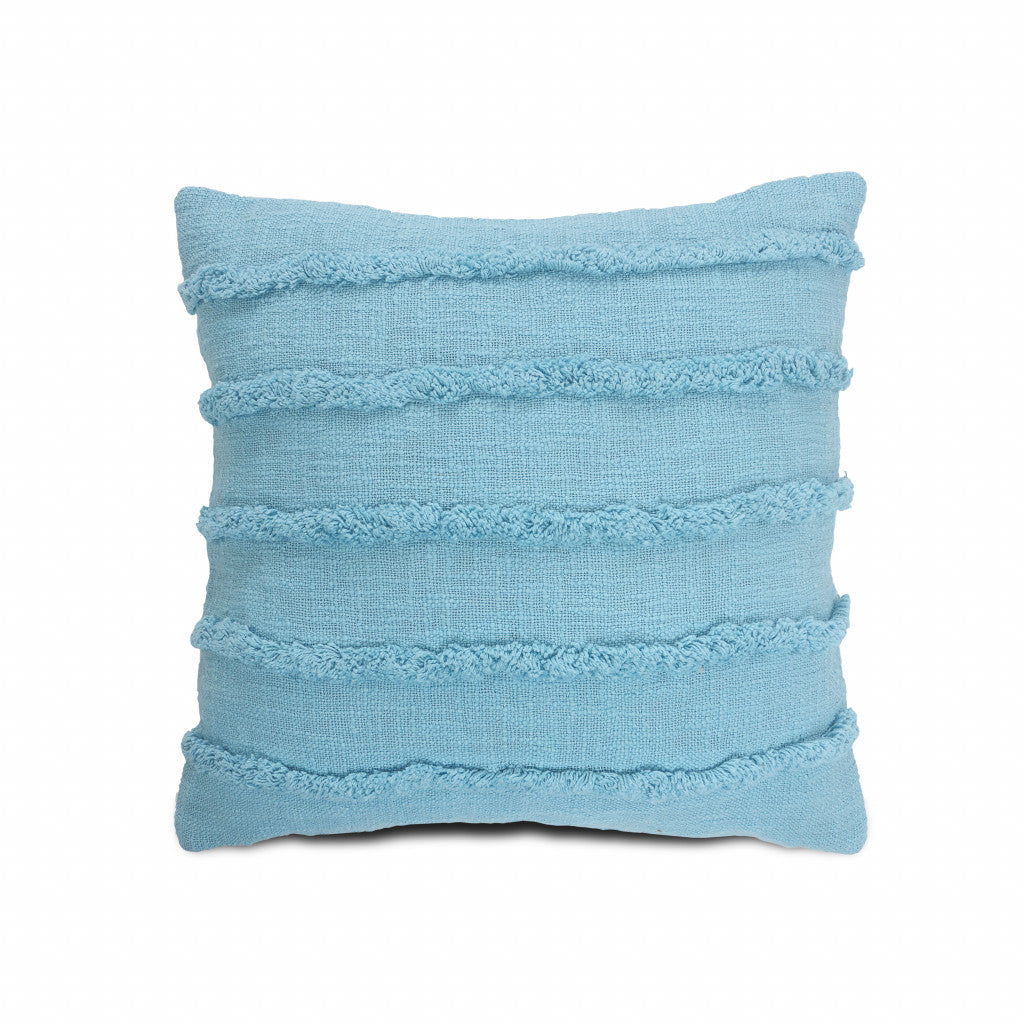 20" X 20" Teal 100% Cotton Zippered Pillow