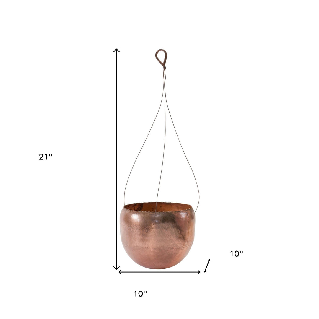 Copper Set of Two Metal 22.7186 ounce Round Hanging Planter