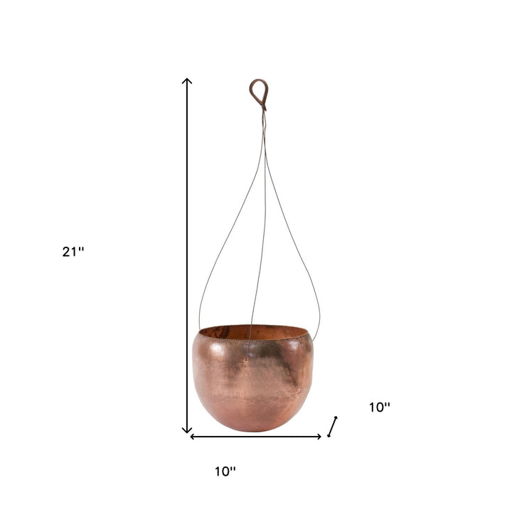 Copper Set of Two Metal 22.7186 ounce Round Hanging Planter