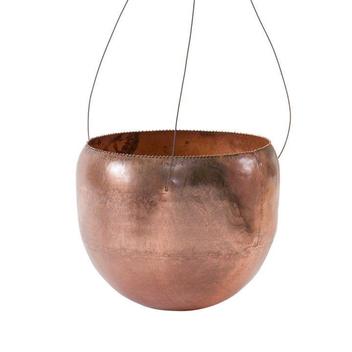 Copper Set of Two Metal 22.7186 ounce Round Hanging Planter