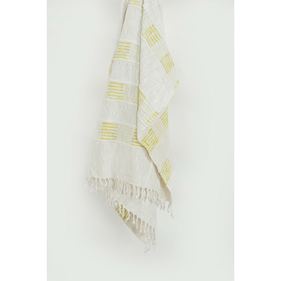 Yellow Woven 95% Cotton/5% Acrylic Throw Blanket