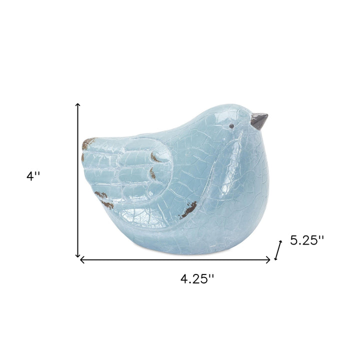 Set Of Four 4" Blue Resin Bird Bird Figurine