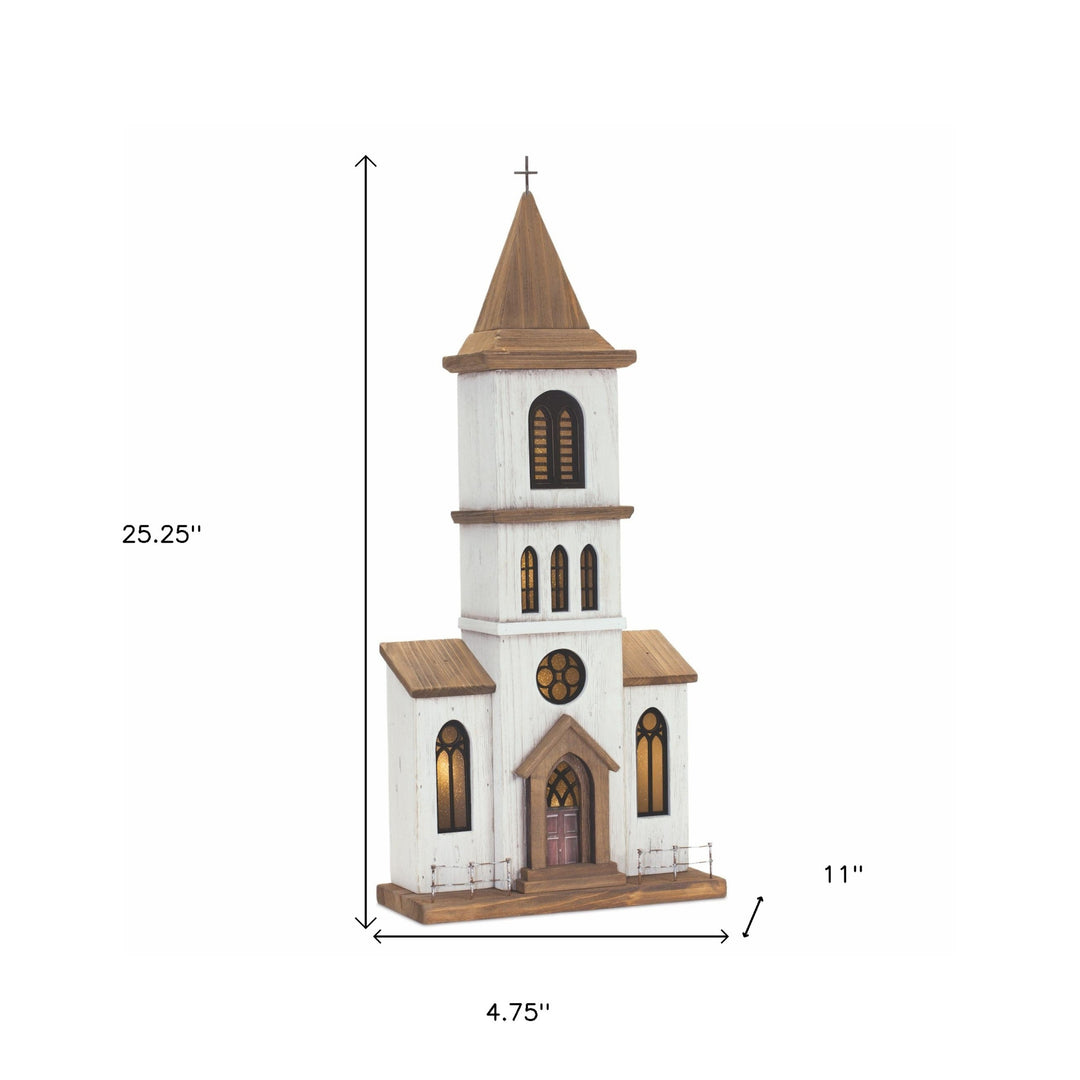 25" Brown and White Church Figurine