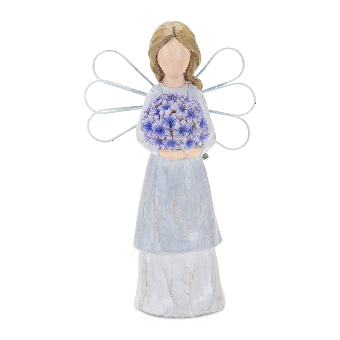 Set Of Two 7" Green Polyresin Angel Figurine