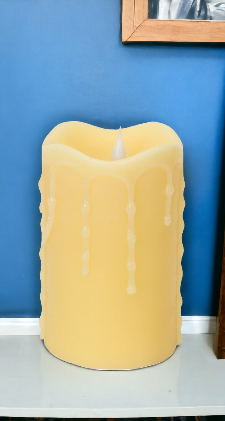 Set of Two Yellow Flameless Pillar Candle