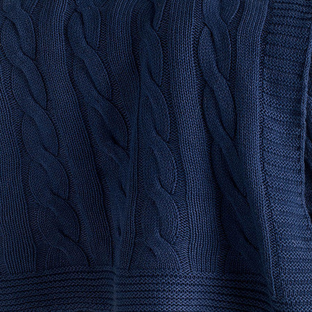 Blue Knitted 100% Cotton Throw Blanket