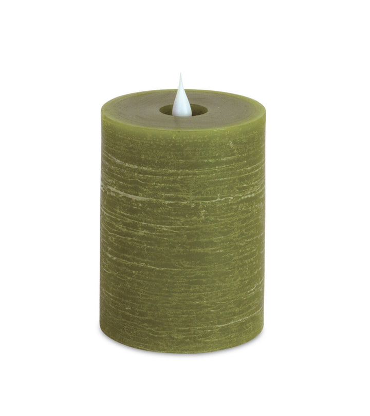 Set of Two Green Flameless Pillar Candle