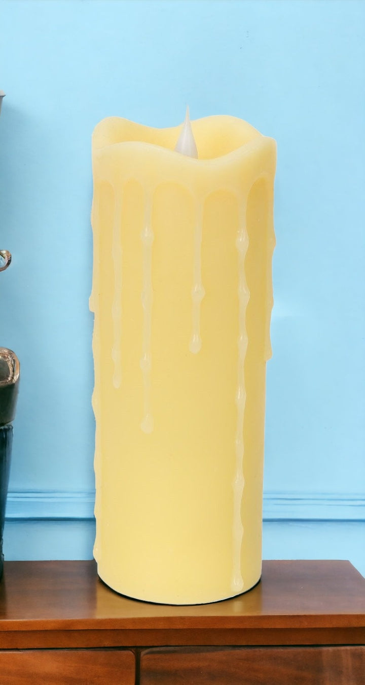 Set of Two Yellow Flameless Pillar Candles