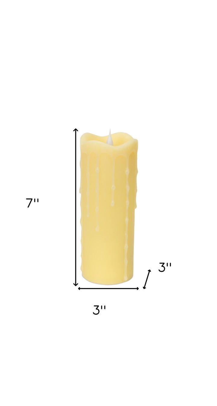 Set of Two Yellow Flameless Pillar Candles