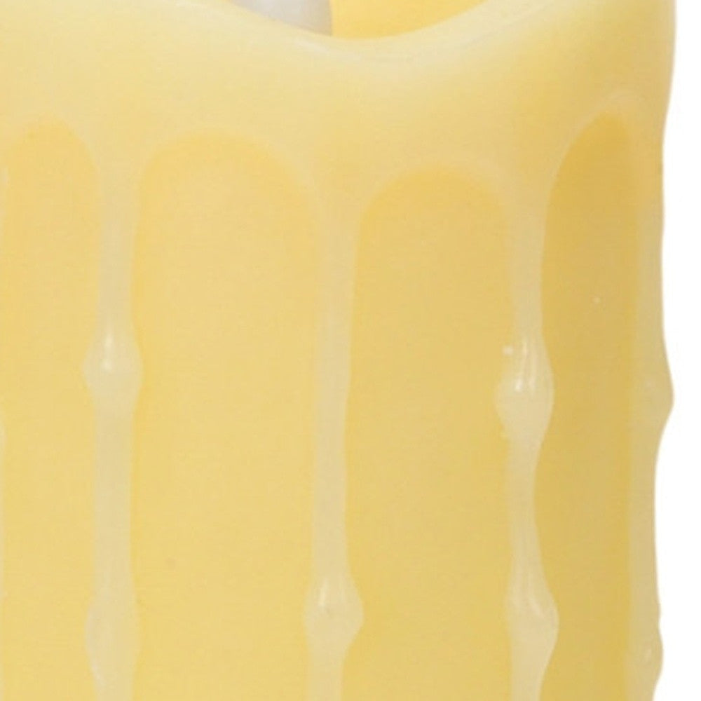 Set of Two Yellow Flameless Pillar Candles