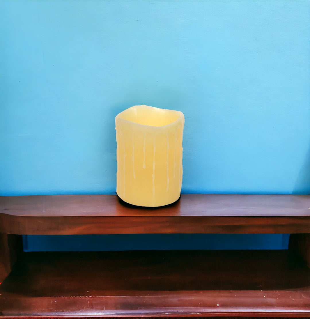 Set of Three Yellow Flameless Pillar Candle