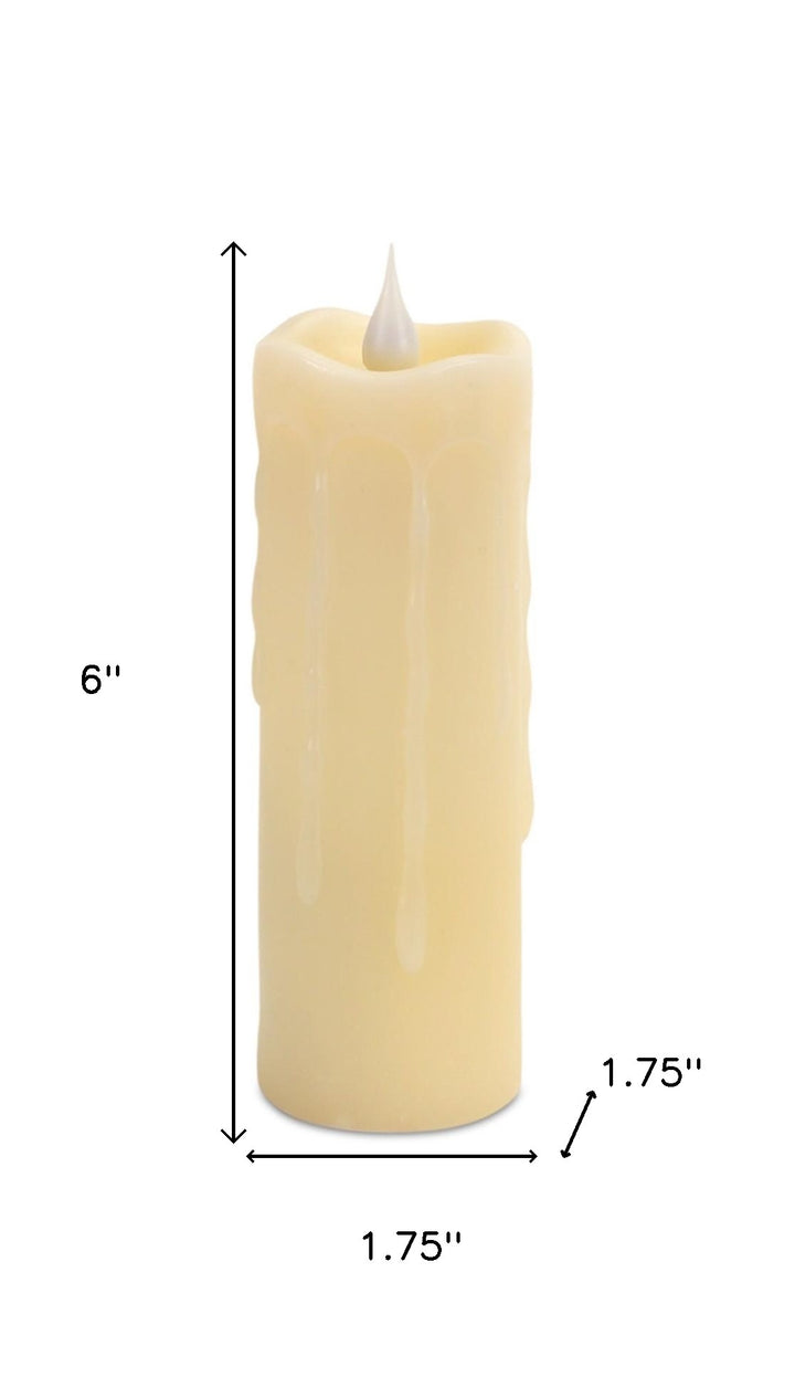 Set of Two Beige Flameless Pillar Candles