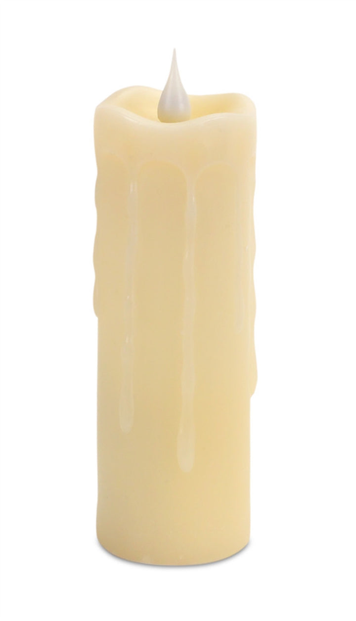 Set of Two Beige Flameless Pillar Candles