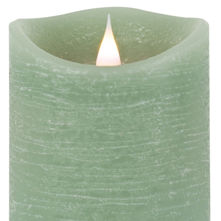 Set of Two Green Flameless Pillar Candle