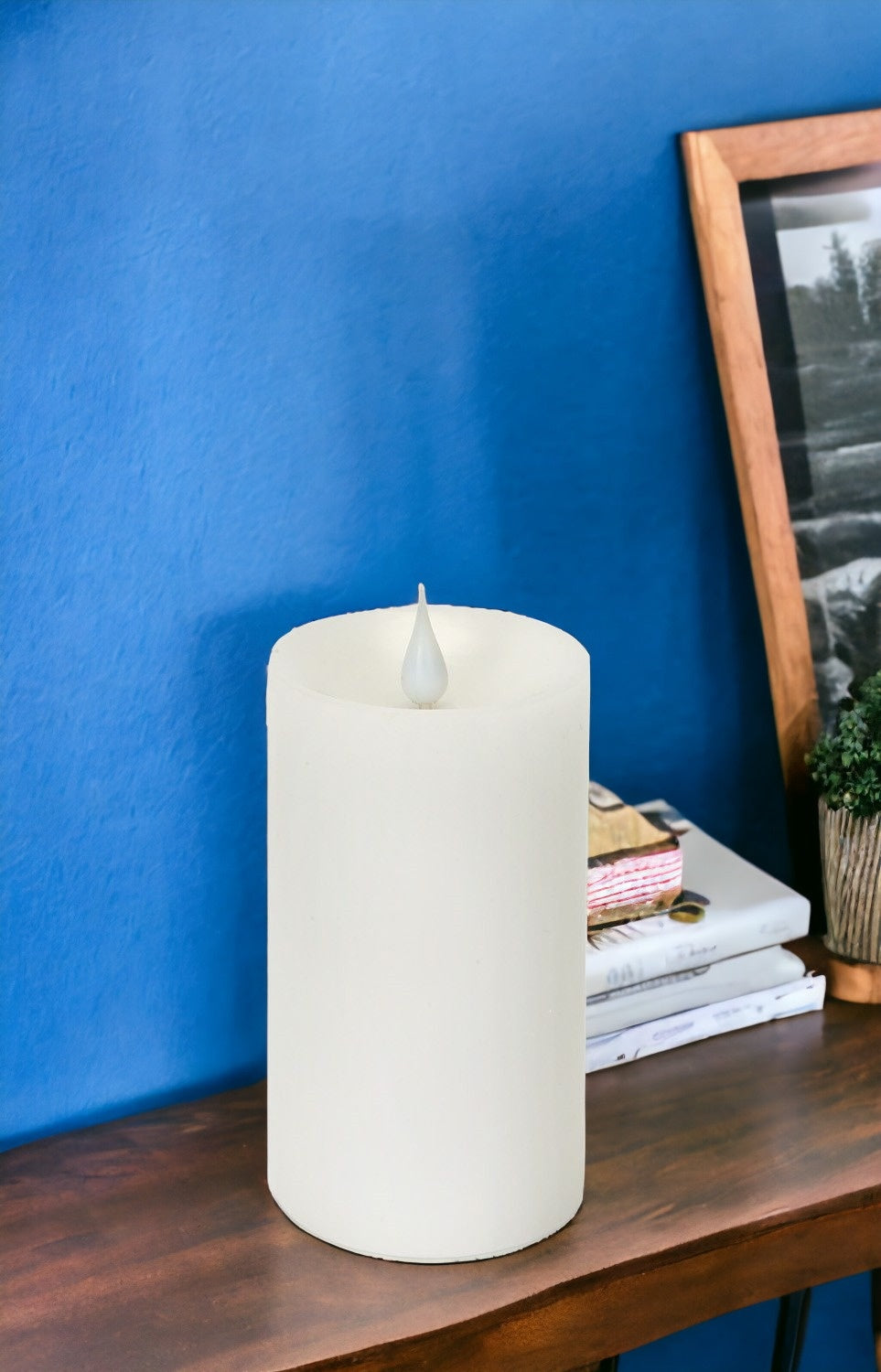 Set of Two White Flameless Pillar Candle