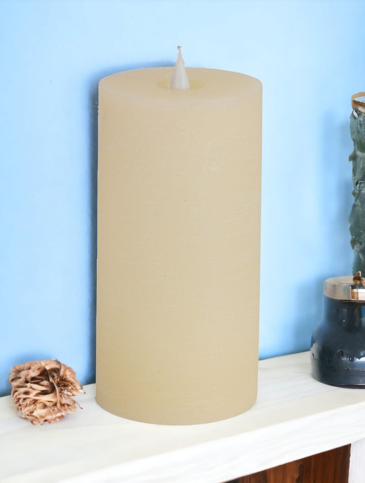 8" Beige Flameless Pillar Candle