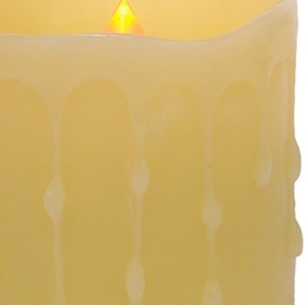 Set of Four Yellow Flameless Pillar Candle