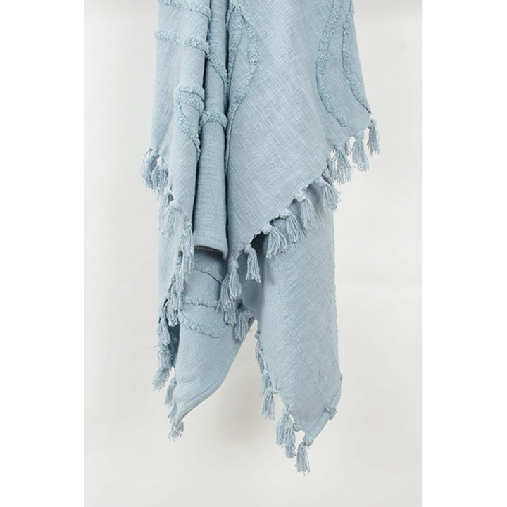 Light Blue Woven 100% Woven Textured Cotton Throw Blanket