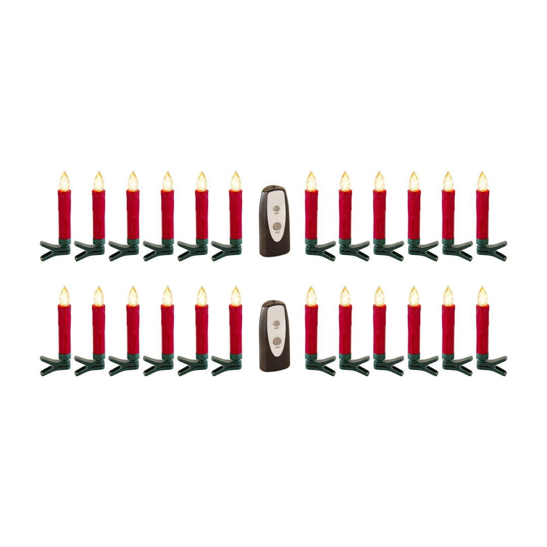 Set of Twentyfour Red LED Flameless Christmas Tree Clip On Candles