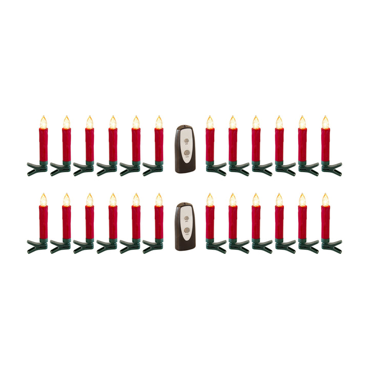 Set of Twentyfour Red LED Flameless Christmas Tree Clip On Candles