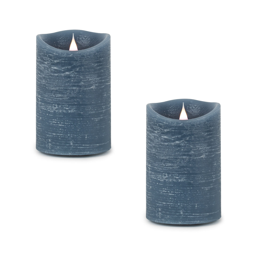 Set of Two Blue Flameless Pillar Candle