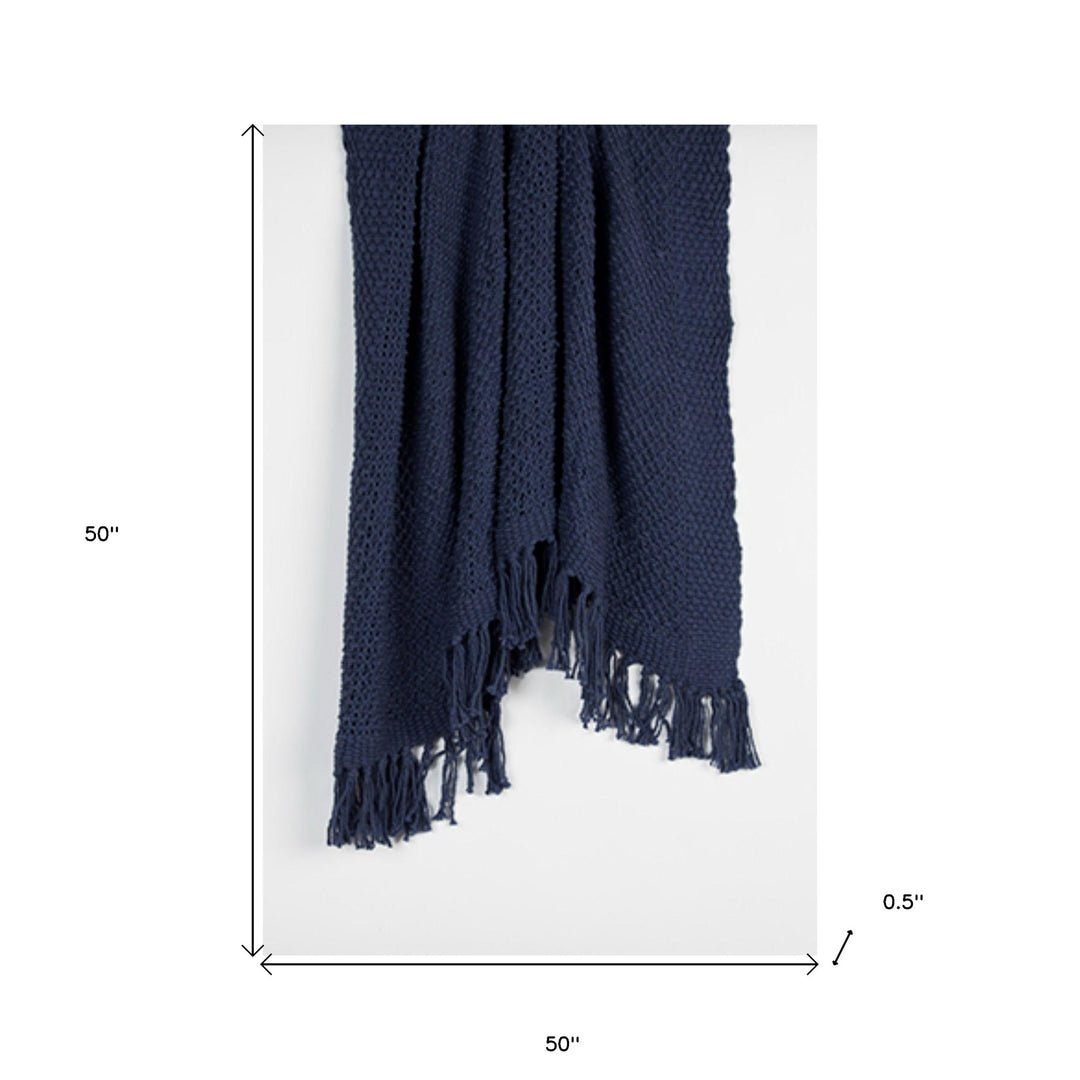 Indigo Woven 100% Cotton Throw Blanket