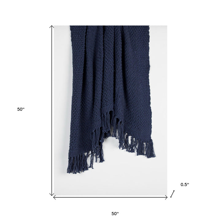 Indigo Woven 100% Cotton Throw Blanket