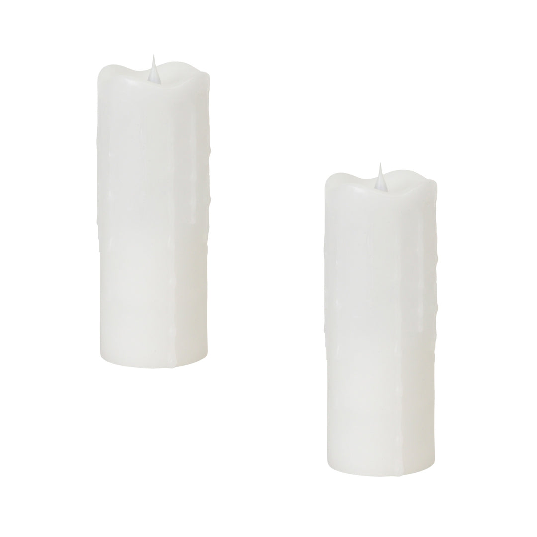 Set of Two White Flameless Pillar Candle