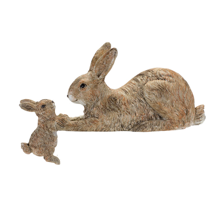 Set Of Two 4" Brown and White Polyresin Rabbit Figurine