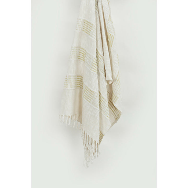 Natural Woven 95% Cotton/5% Acrylic Throw Blanket