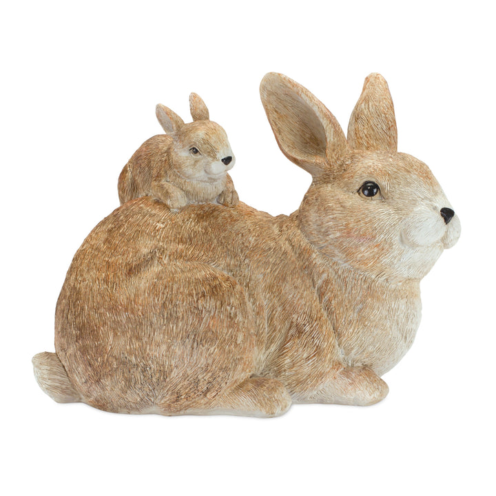 7" Brown and White Polyresin Rabbit Figurine