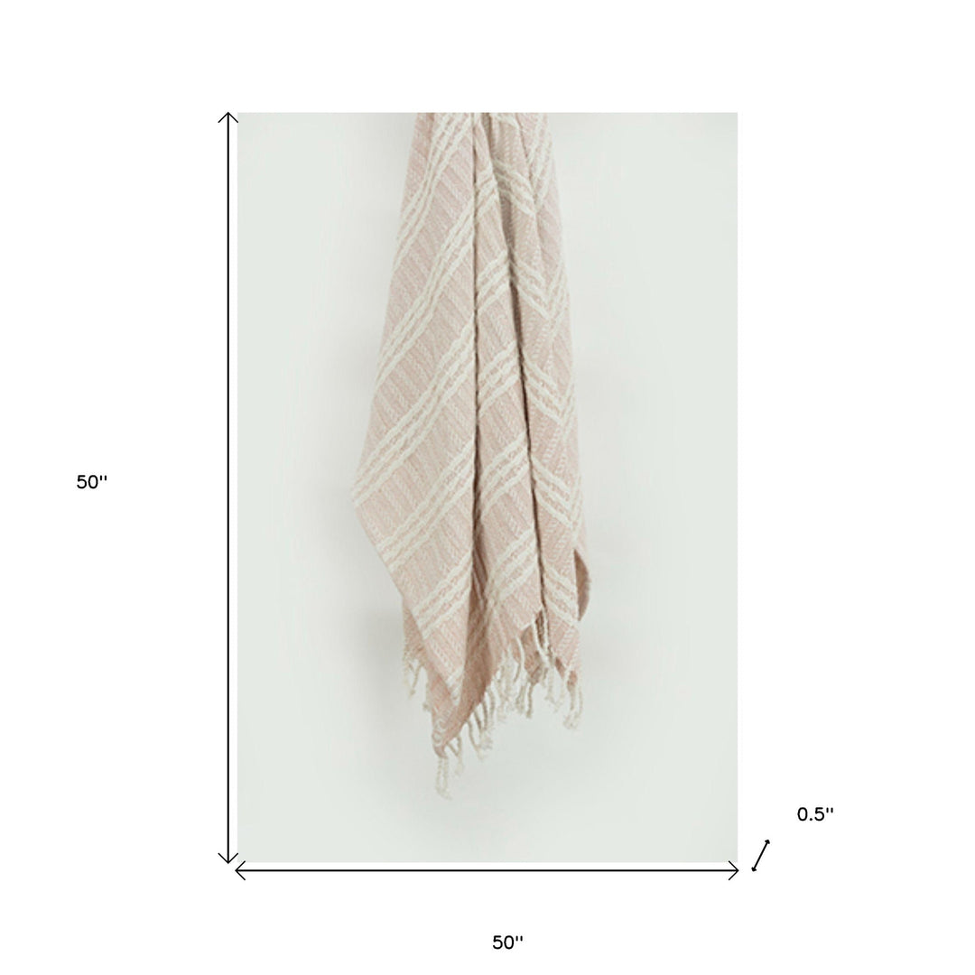 Blush Woven 100% Cotton Throw Blanket