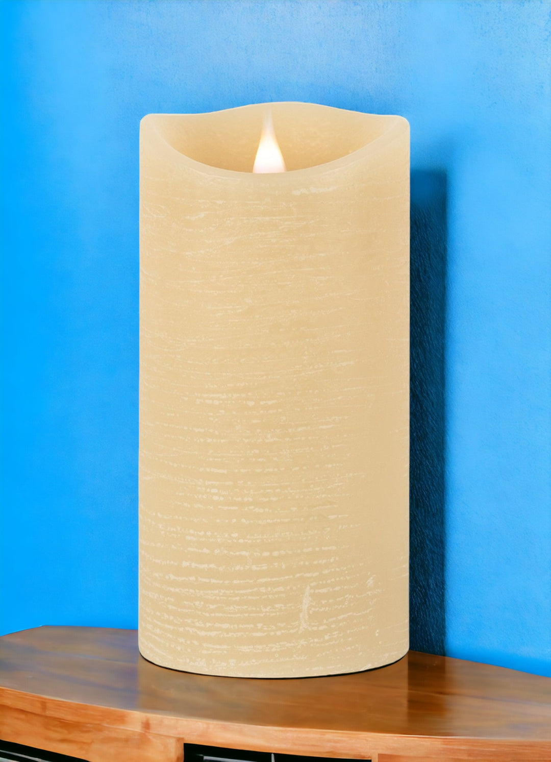 7" Beige Flameless Pillar Candle