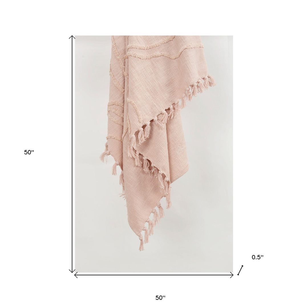 Blush Woven 100% Woven Textured Cotton Floral Throw Blanket