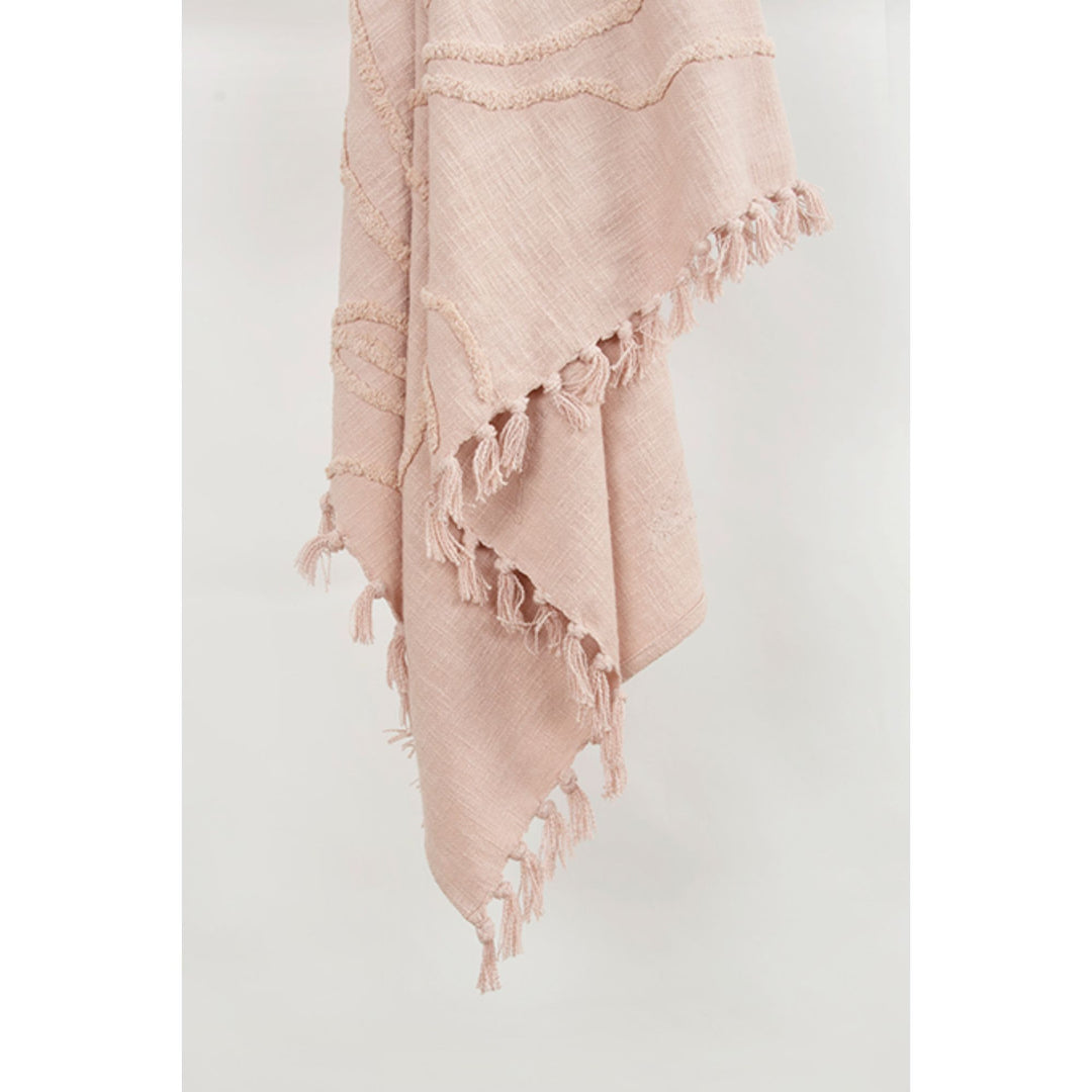 Blush Woven 100% Woven Textured Cotton Floral Throw Blanket