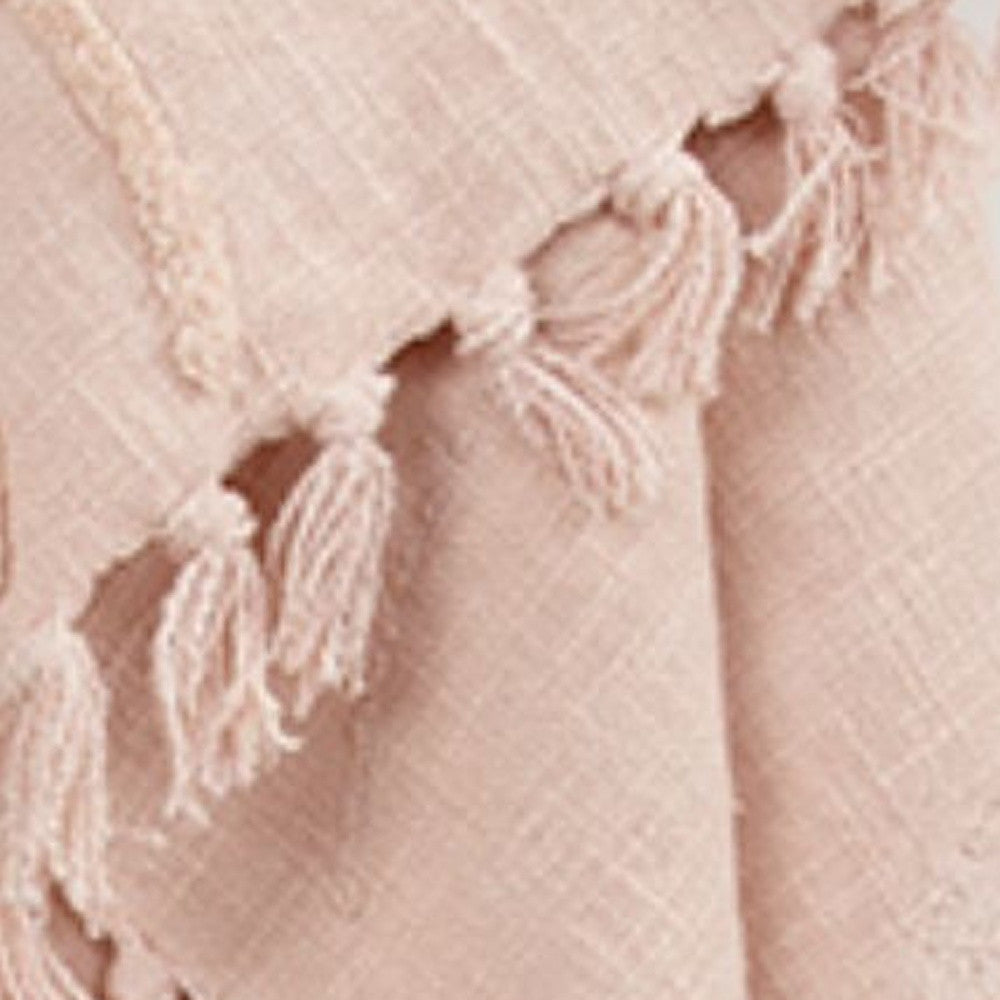 Blush Woven 100% Woven Textured Cotton Floral Throw Blanket