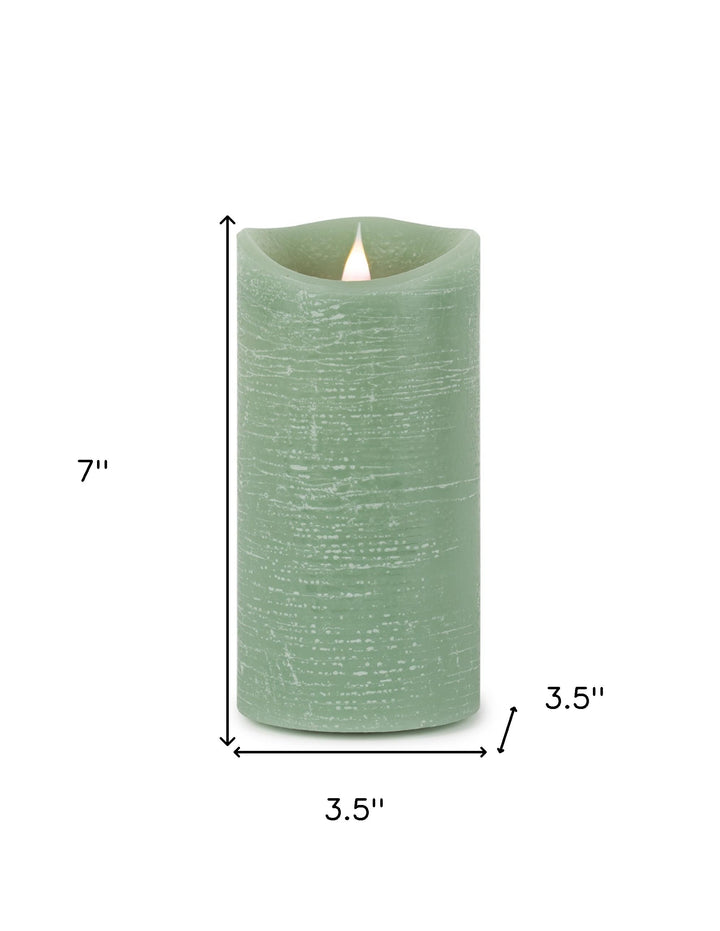 7" Green Flameless Pillar Candle