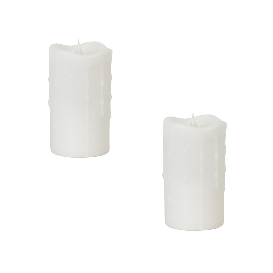 Set of Two White Flameless Pillar Candle