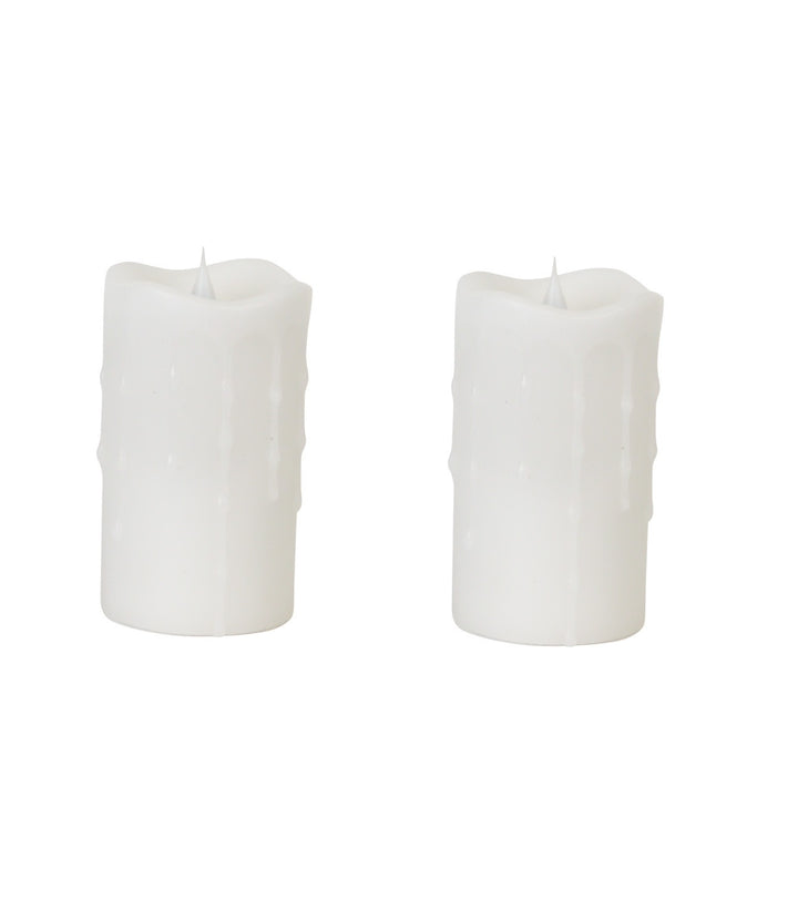 Set of Two White Flameless Pillar Candle