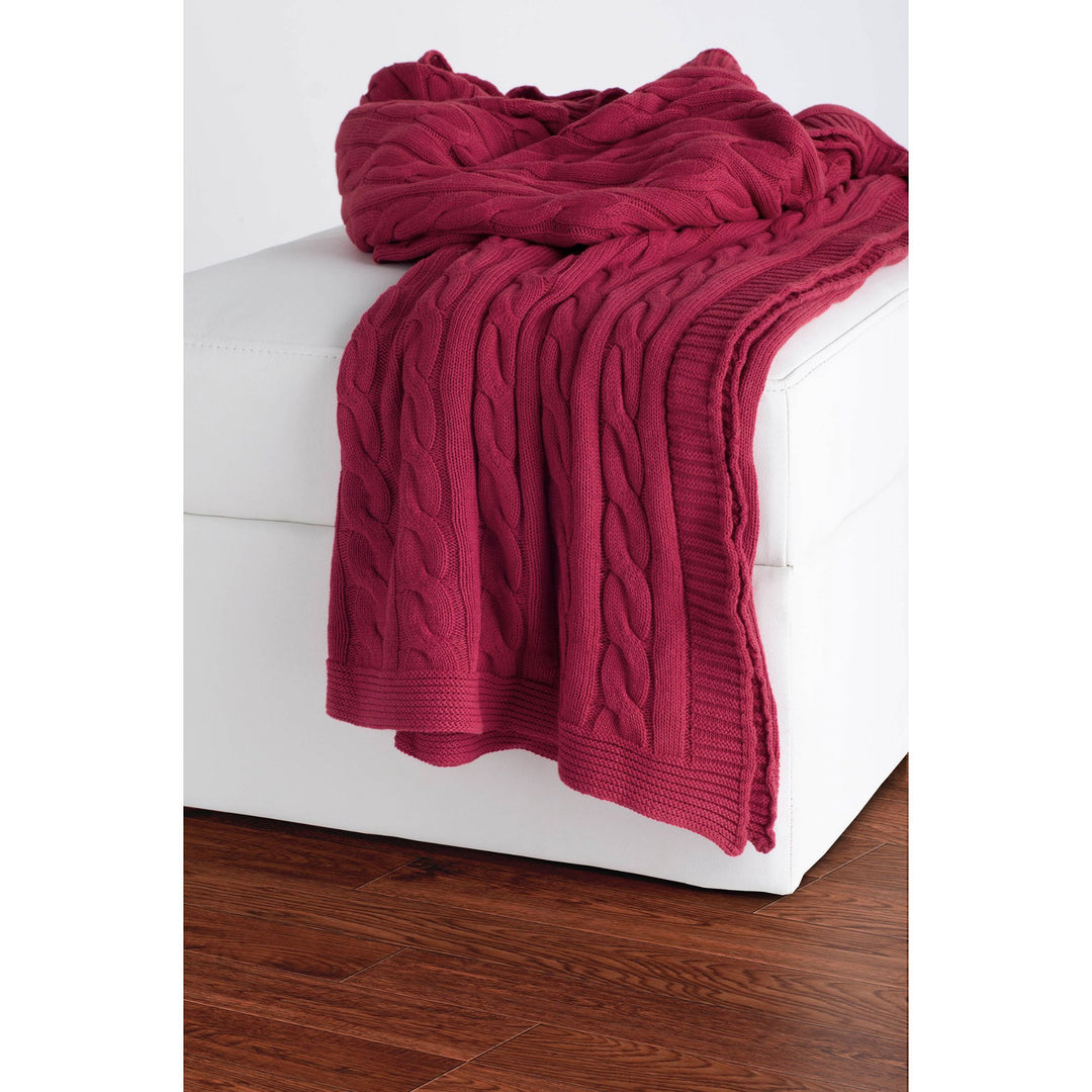 Red Knitted 100% Cotton Throw Blanket