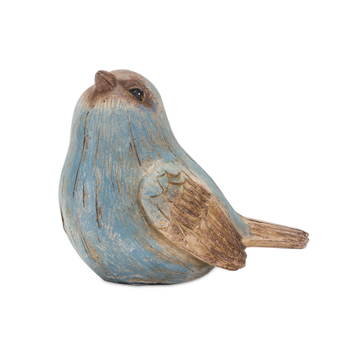 Set Of Six 3" Blue and Brown Polyresin Bird Bird Figurine