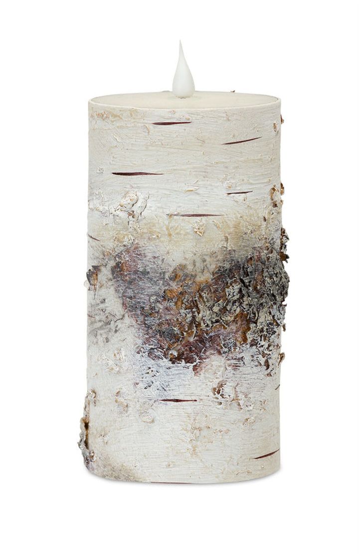 8" Beige and Ivory Flameless Pillar Candle