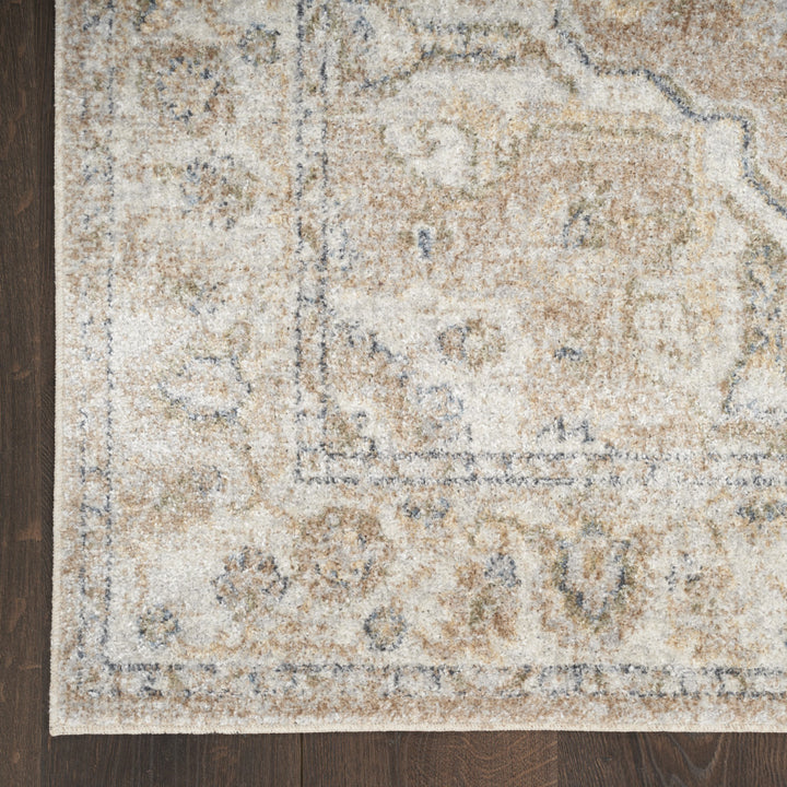 8' X 10' Beige Oriental Power Loom Washable Area Rug