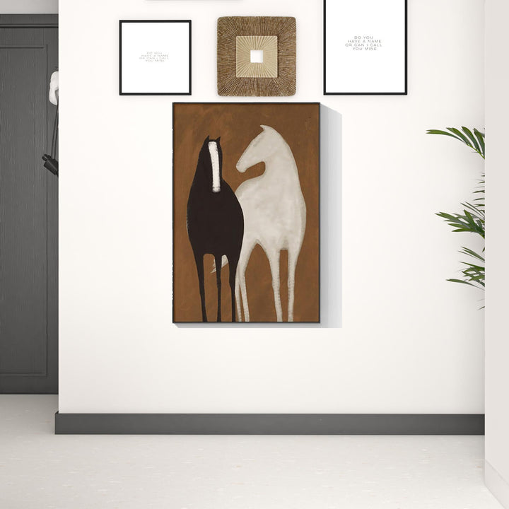 Black and White Fabric Horse Wall Decor