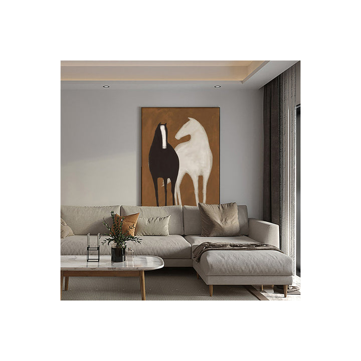 Black and White Fabric Horse Wall Decor