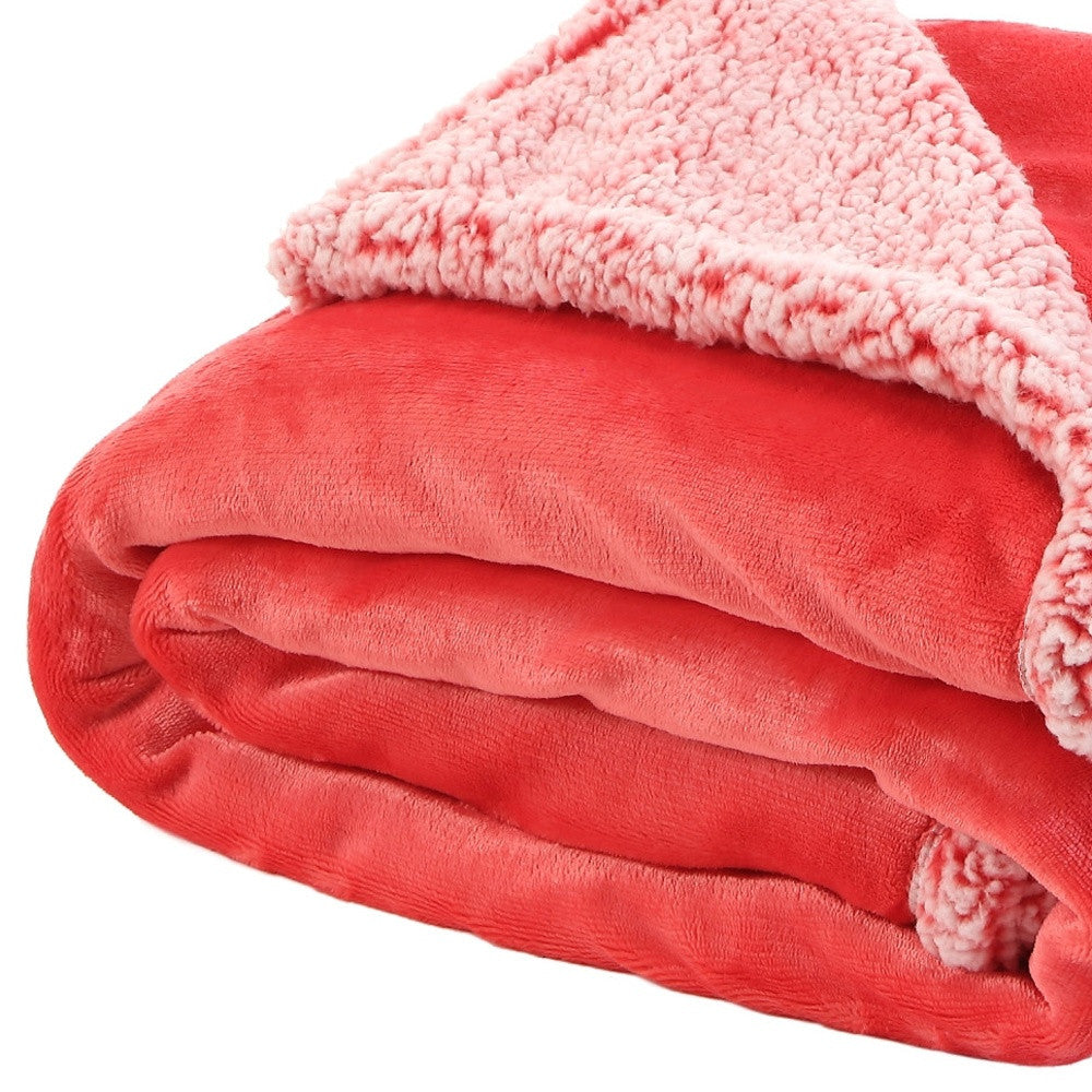 Fuchsia Knitted PolYester Solid Color Plush Throw Blanket