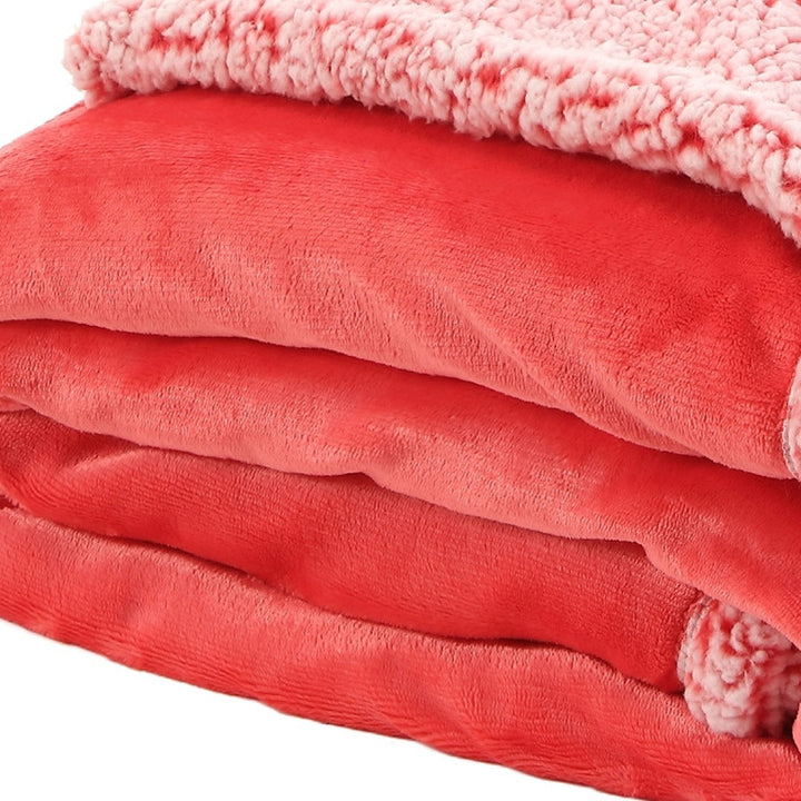 Fuchsia Knitted PolYester Solid Color Plush Throw Blanket